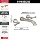 Stryke Two Handle Wall Mount Bathroom Faucet Trim Without Pop-Up Drain