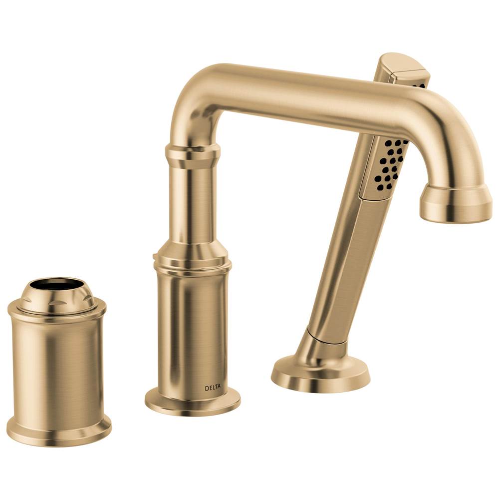 Delta Faucet - BroderickE Three Hole Roman Tub Trim with Hand Shower - Less Handle - LumicoatÂ® Champagne Bronze