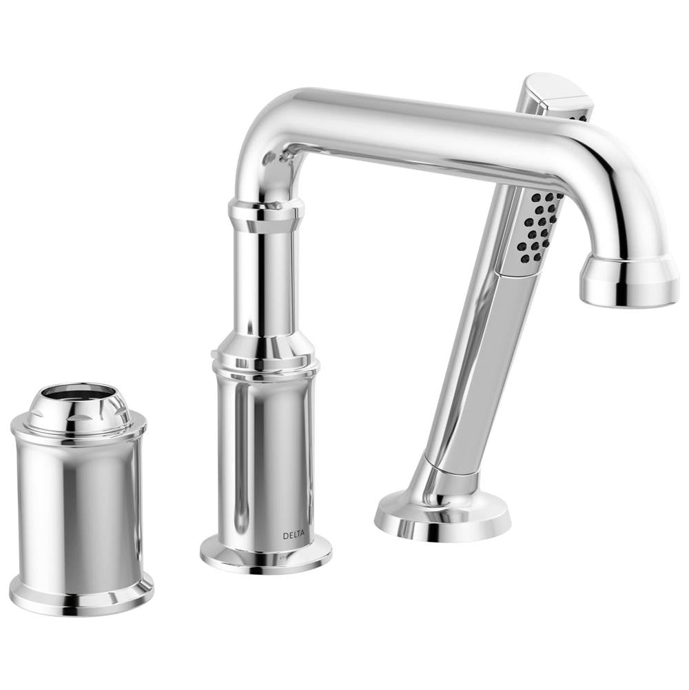 Delta Faucet - BroderickE Three Hole Roman Tub Trim with Hand Shower - Less Handle - LumicoatÂ® Chrome