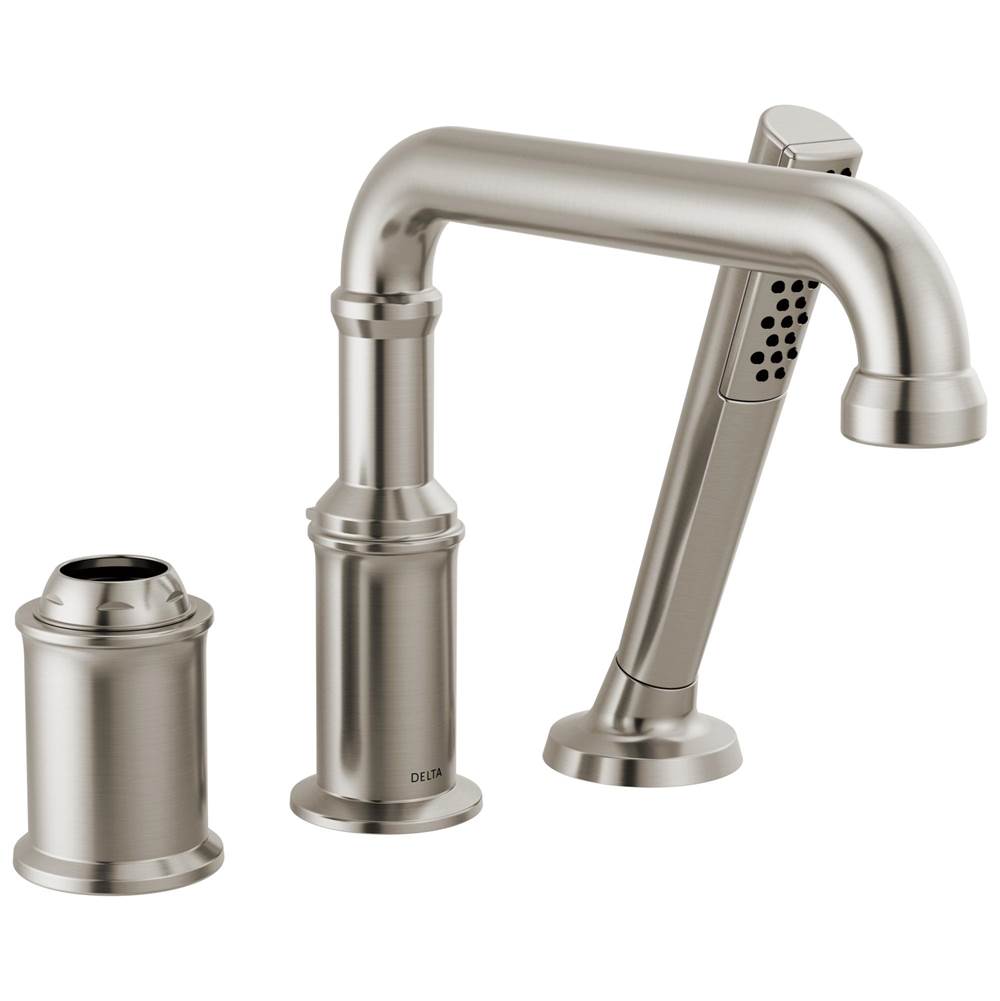 Delta Faucet - BroderickE Three Hole Roman Tub Trim with Hand Shower - Less Handle - LumicoatÂ® Stainless
