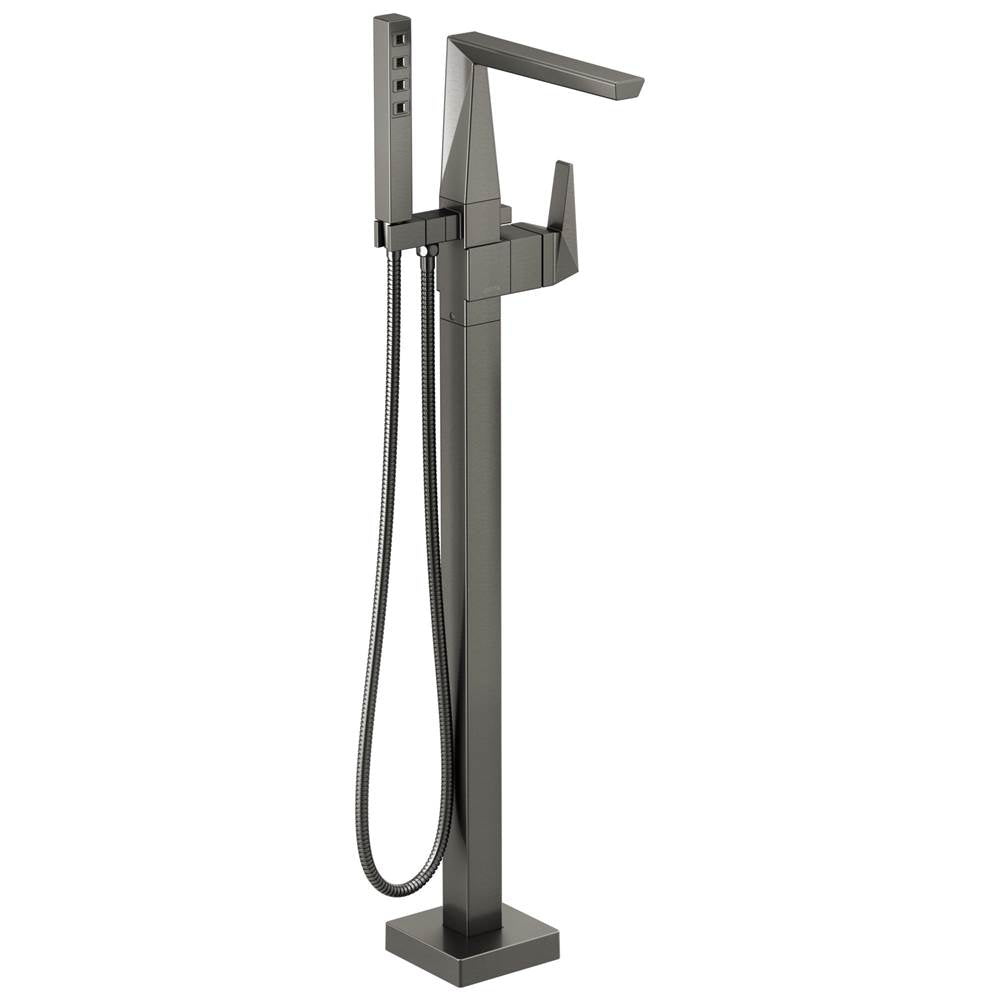 Delta Faucet - TrillianE Single Handle Floor Mount Tub Filler Trim - LumicoatÂ® Black Stainless