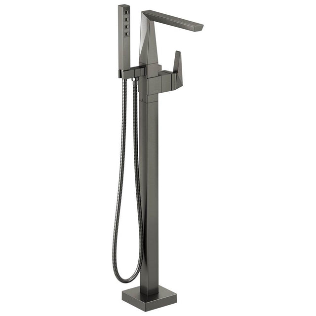 Delta Faucet - TrillianE Single Handle Floor Mount Tub Filler Trim - LumicoatÂ® Black Stainless