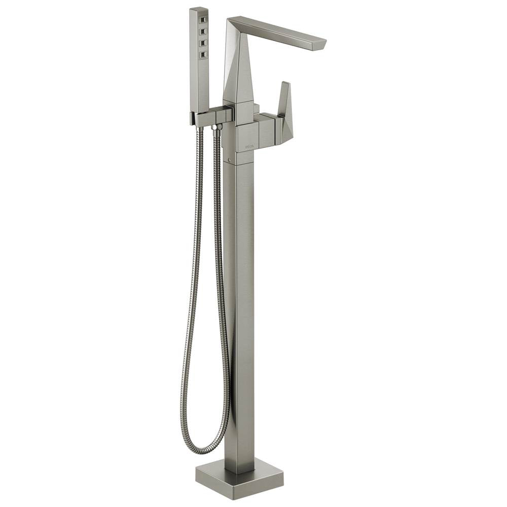 Delta Faucet - TrillianE Single Handle Floor Mount Tub Filler Trim - LumicoatÂ® Stainless