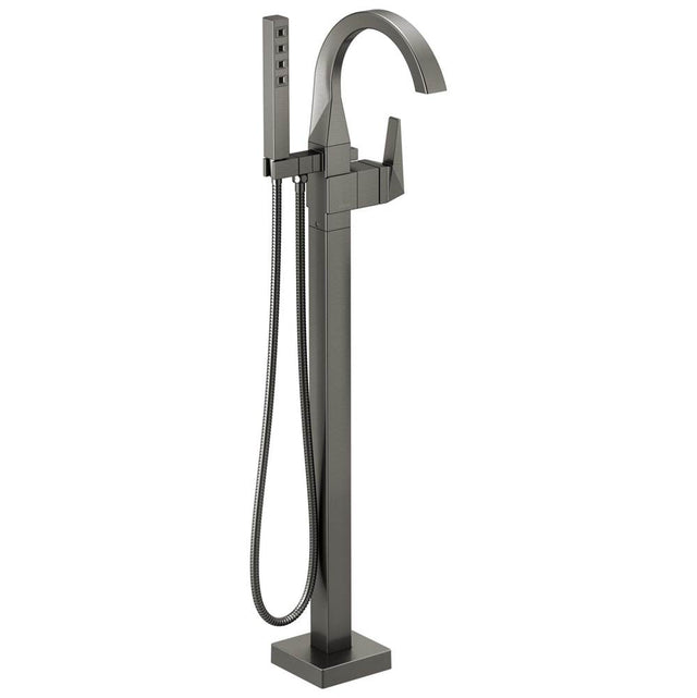 Delta Faucet - TrillianE Single Handle Floor Mount Tub Filler Trim - LumicoatÂ® Black Stainless