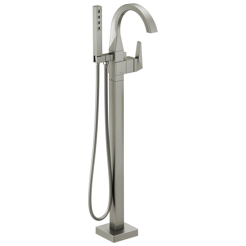Delta Faucet - TrillianE Single Handle Floor Mount Tub Filler Trim - LumicoatÂ® Stainless