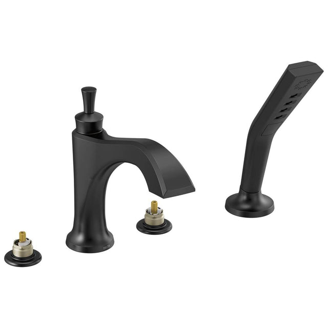 Delta Faucet - DorvalE Roman Tub with Hand Shower Trim - Less Handles - Matte Black