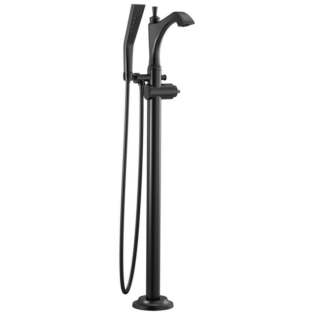 Delta Faucet - DorvalE Single Handle Floor Mount Tub Filler Trim - Less Handle - Matte Black