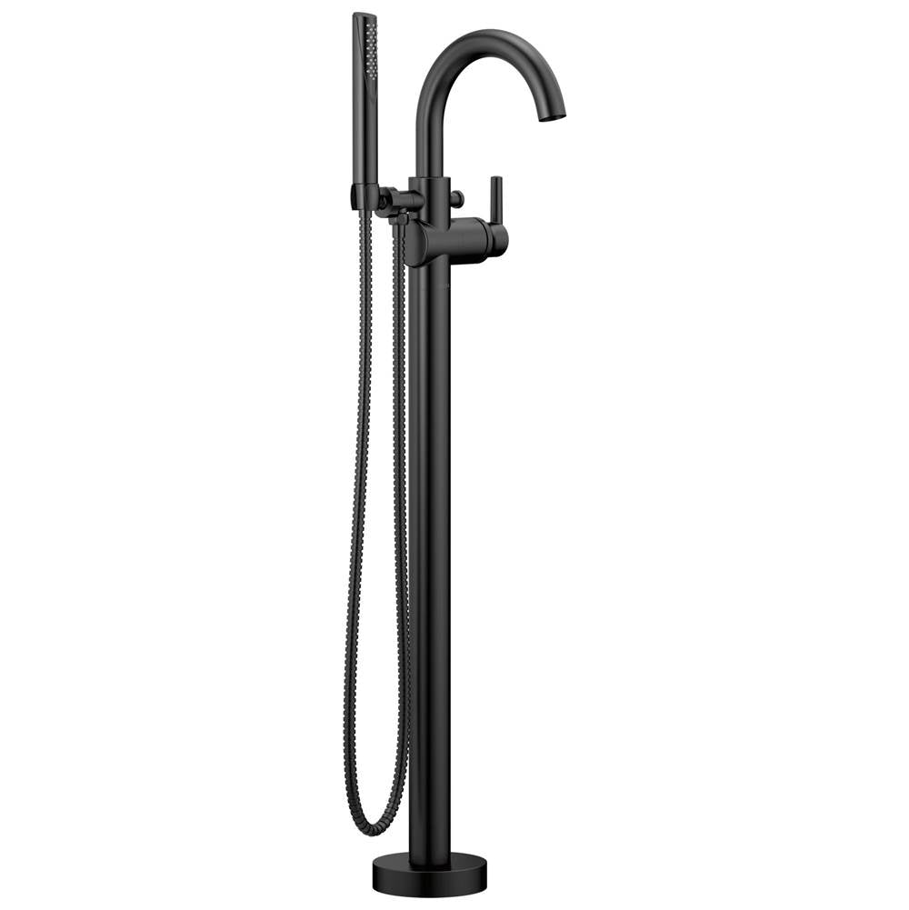 Delta Faucet - Trinsic Single Handle Floor Mount Tub Filler Trim with Hand Shower - Matte Black