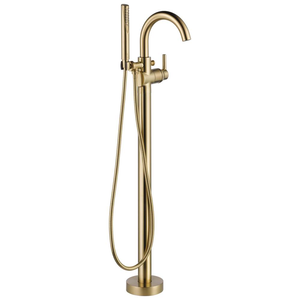 Delta Faucet - Trinsic Single Handle Floor Mount Tub Filler Trim with Hand Shower - Champagne Bronze