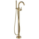 Delta Faucet - Trinsic Single Handle Floor Mount Tub Filler Trim with Hand Shower - Champagne Bronze
