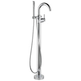 Delta Faucet - Trinsic Single Handle Floor Mount Tub Filler Trim with Hand Shower - Chrome