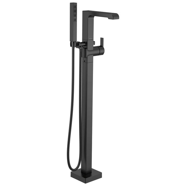 Delta Faucet - Ara Single Handle Floor Mount Tub Filler Trim with Hand Shower - Matte Black