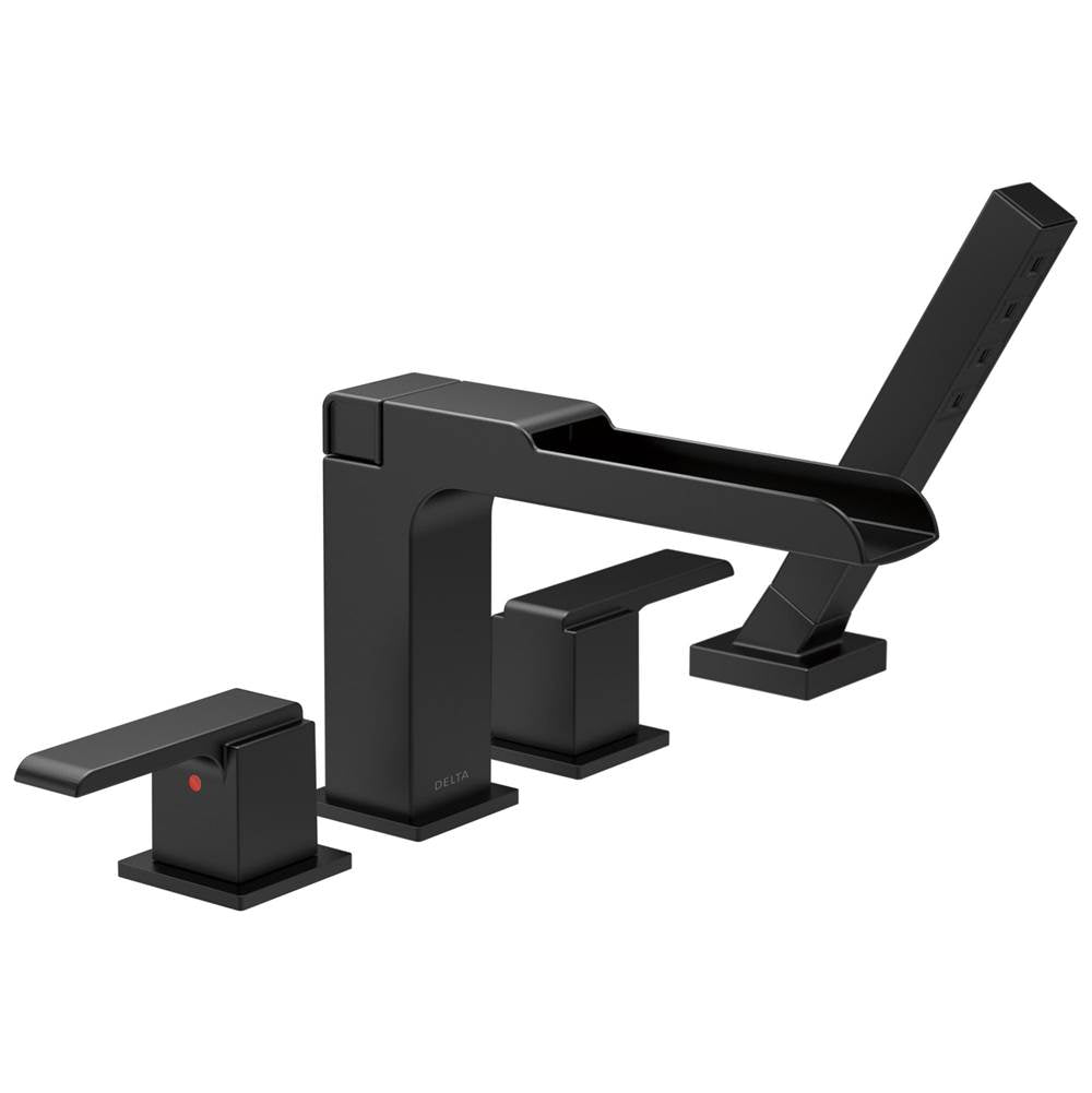Delta Faucet - Ara Roman Tub Trim with Channel Spout and Hand Shower - Matte Black
