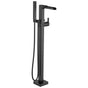 Delta Faucet - Ara Single Handle Floor Mount Channel Spout Tub Filler Trim with Hand Shower - Matte Black