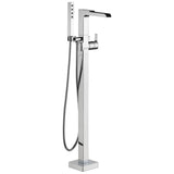 Delta Faucet - Ara Single Handle Floor Mount Channel Spout Tub Filler Trim with Hand Shower - Chrome