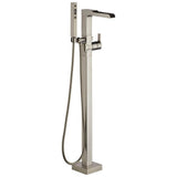 Delta Faucet - Ara Single Handle Floor Mount Channel Spout Tub Filler Trim with Hand Shower - Stainless