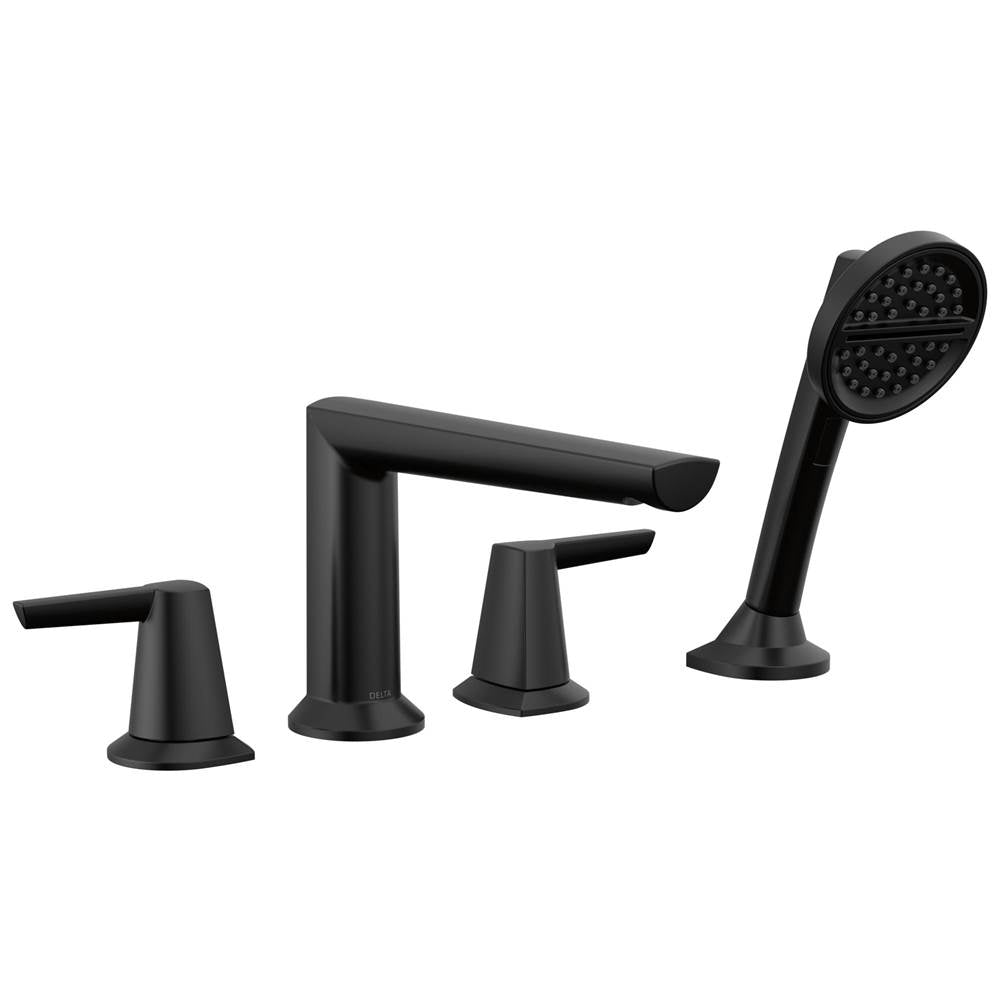 Delta Faucet - GaleonE 4-Hole Roman Tub Trim with Hand Shower - Matte Black