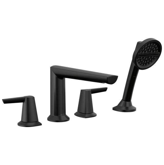 Delta Faucet - GaleonE 4-Hole Roman Tub Trim with Hand Shower - Matte Black