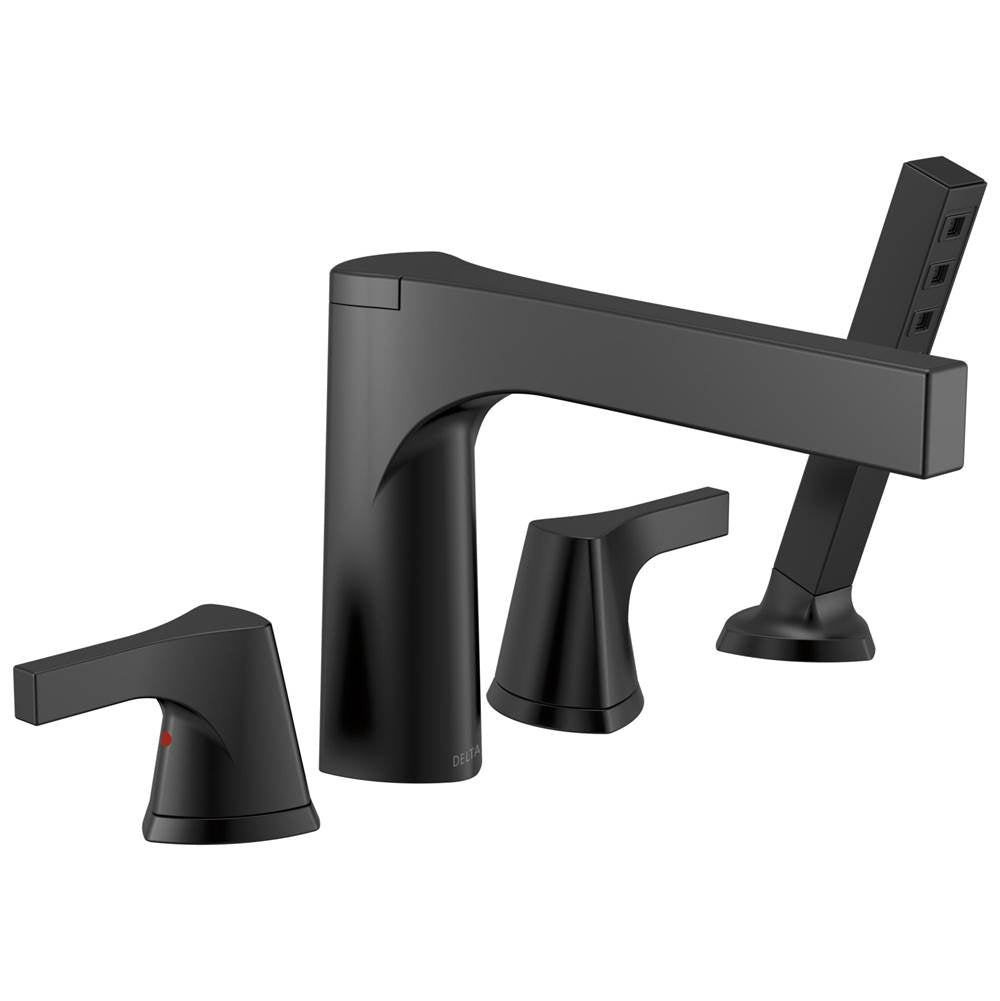 Delta Faucet - Zura 4-hole Roman Tub with Handshower Trim - Matte Black