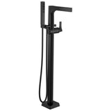Delta Faucet - Zura Single Handle Floor Mount Tub Filler Trim with Hand Shower - Matte Black