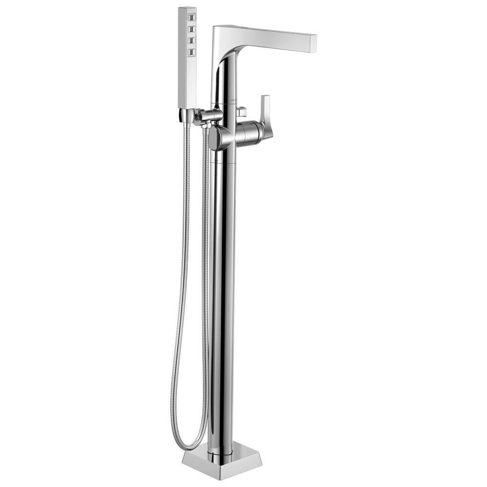 Zura Single Handle Floor Mount Tub Filler Trim with Hand Shower