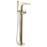 Zura Single Handle Floor Mount Tub Filler Trim with Hand Shower