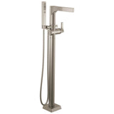 Delta Faucet - Zura Single Handle Floor Mount Tub Filler Trim with Hand Shower - Stainless