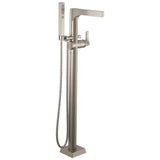 Zura Single Handle Floor Mount Tub Filler Trim with Hand Shower