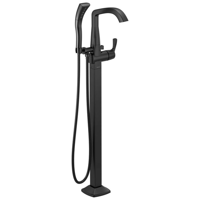 Delta Faucet - Stryke Single Handle Floor Mount Tub Filler Trim - Matte Black