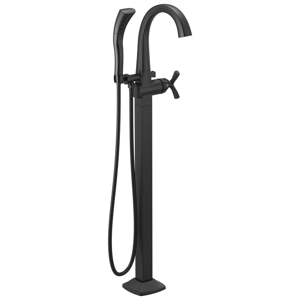 Delta Faucet - Stryke Single Handle Floor Mount Tub Filler Trim - Matte Black