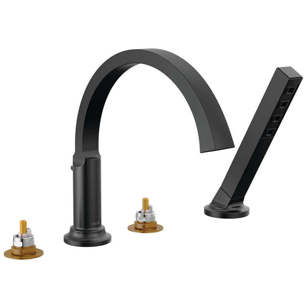 Delta Faucet - TetraE Roman Tub Trim with Hand Shower - Matte Black