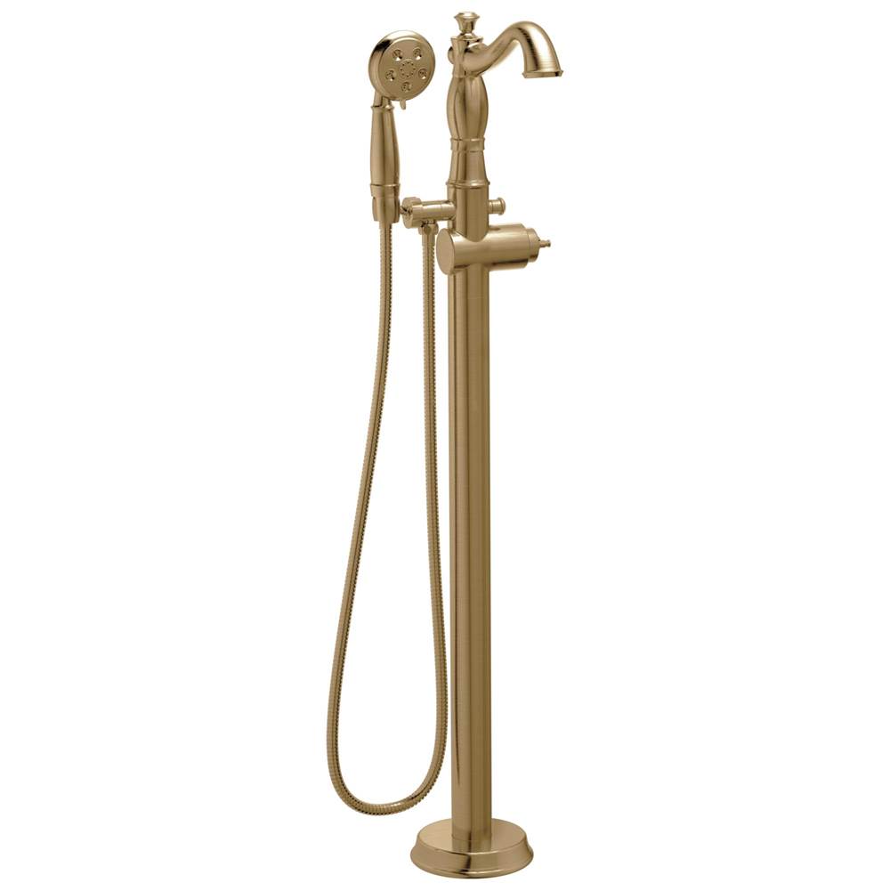 Delta Faucet - CassidyE Single Handle Floor Mount Tub Filler Trim with Hand Shower - Less Handle - Champagne Bronze
