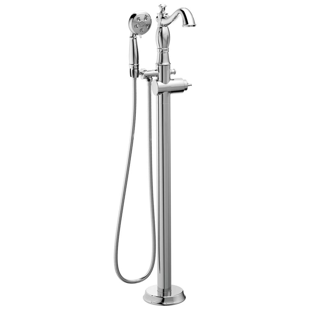 Delta Faucet - CassidyE Single Handle Floor Mount Tub Filler Trim with Hand Shower - Less Handle - Chrome