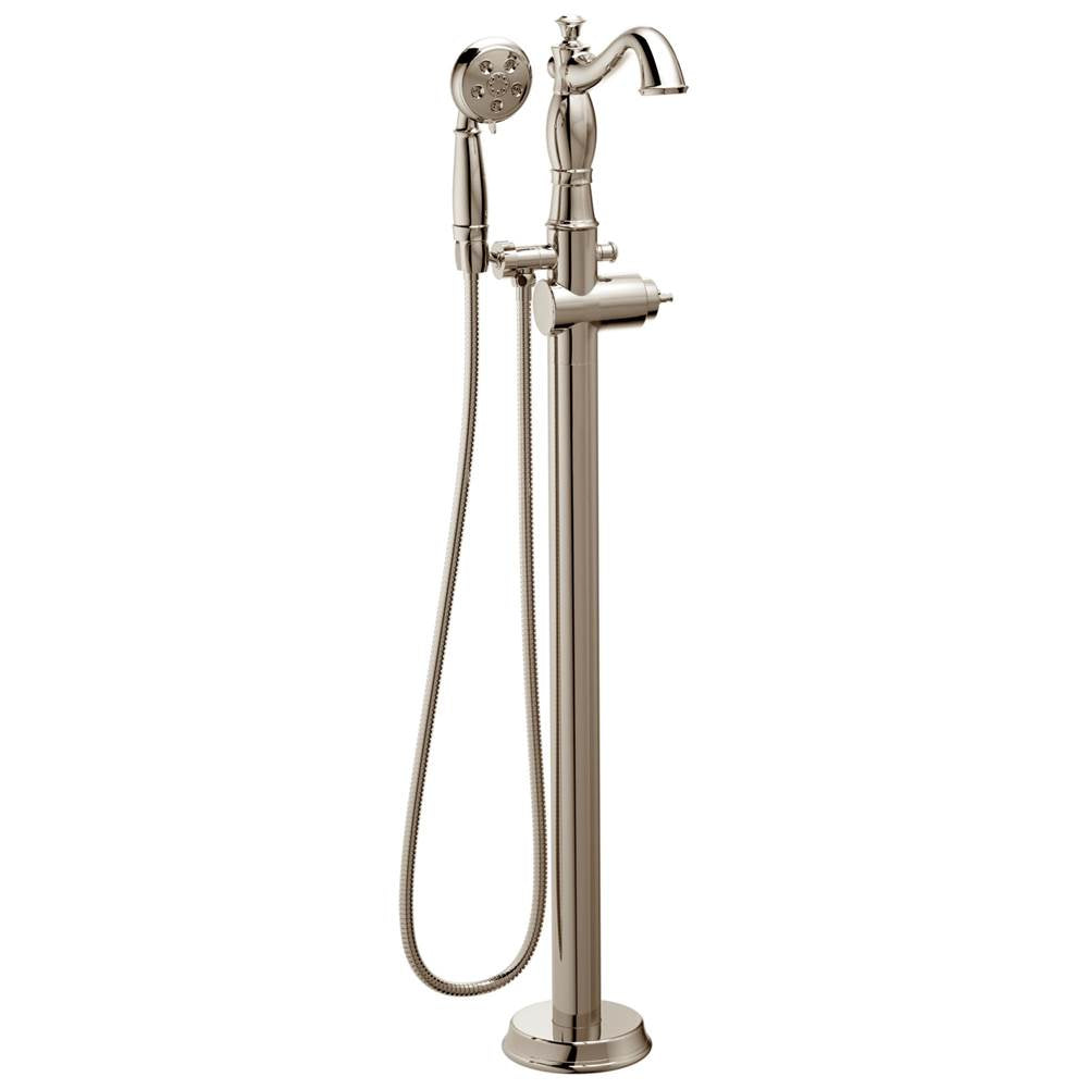 Delta Faucet - CassidyE Single Handle Floor Mount Tub Filler Trim with Hand Shower - Less Handle - Polished Nickel