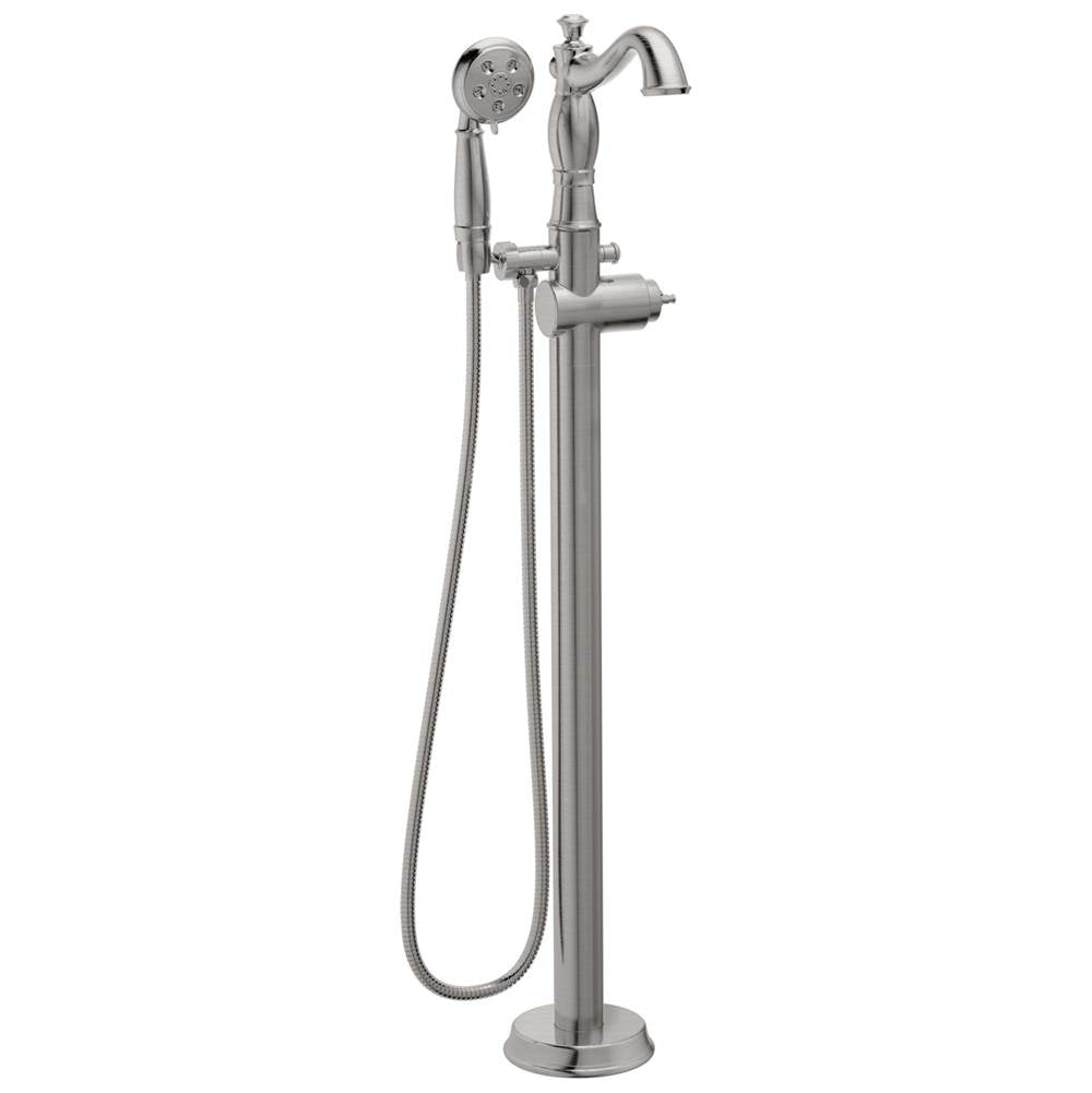 Delta Faucet - CassidyE Single Handle Floor Mount Tub Filler Trim with Hand Shower - Less Handle - Stainless