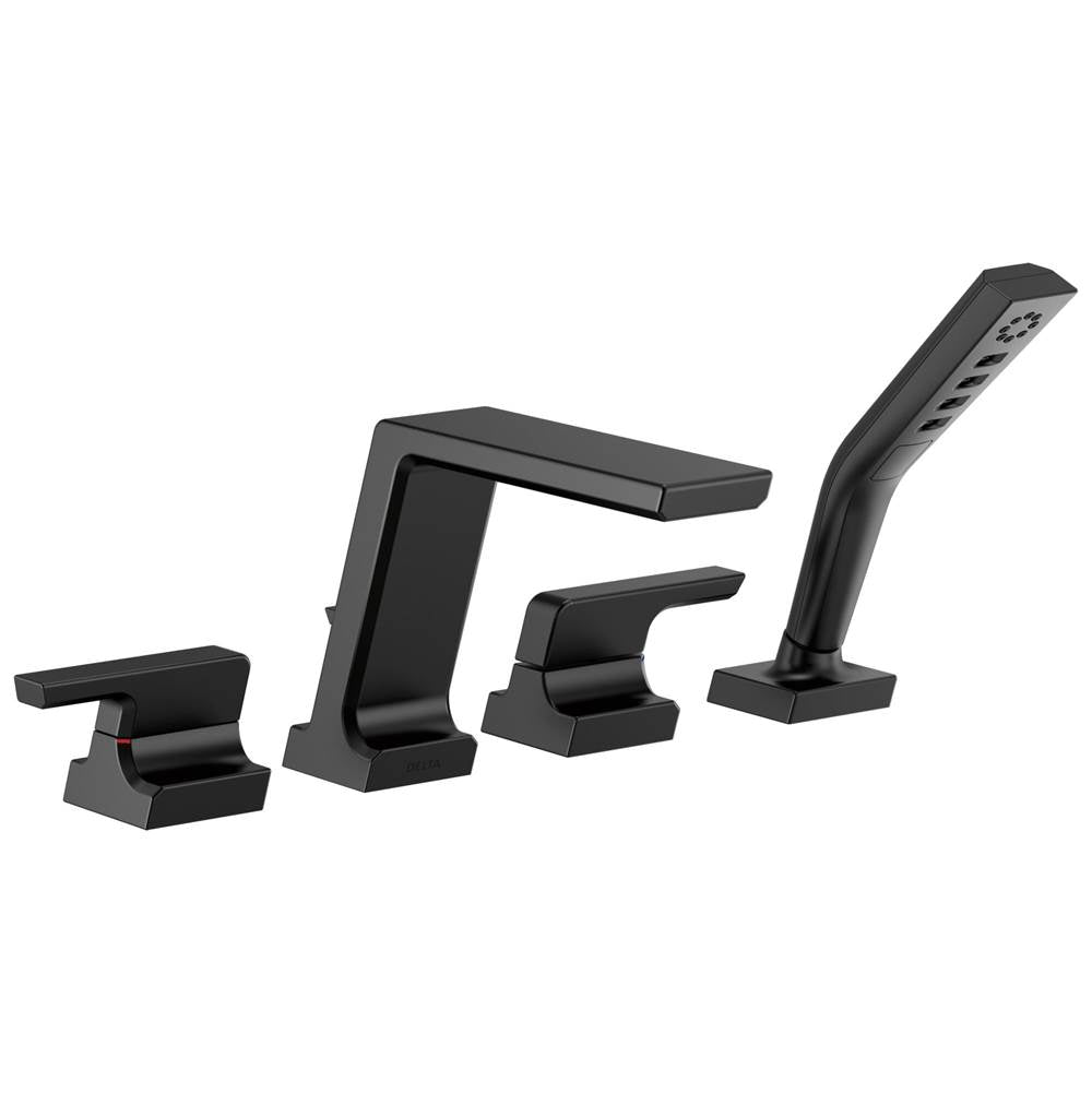Delta Faucet - PivotalE Roman Tub with Hand Shower Trim - Matte Black