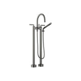 Dornbracht - Tara Two-Hole Tub Mixer For Freestanding Installation With Hand Shower Set In Dark Platinum Matte - Dark platinum matte