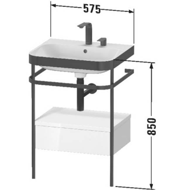 Happy D.2 Plus C-Bonded Vanity Kit with Sink and Metal Console White