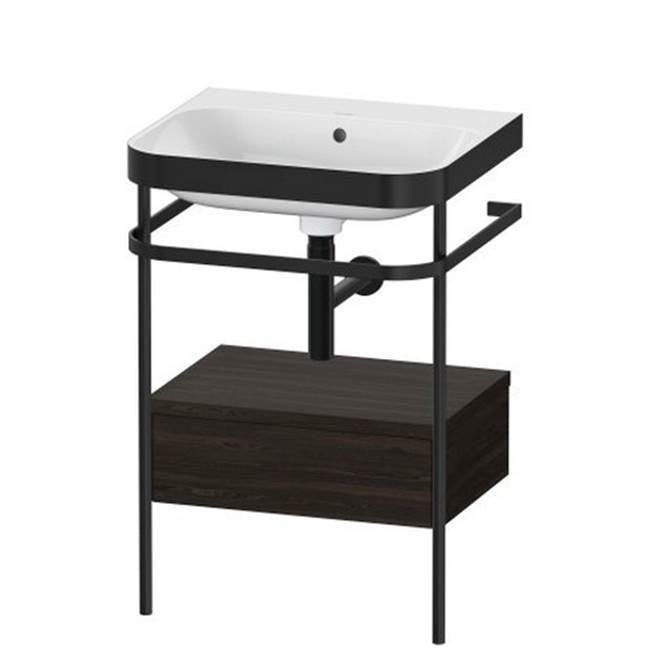 Duravit - Happy D.2 Plus C-Bonded Vanity Kit with Sink and Metal Console Walnut Brushed - Walnut Brushed