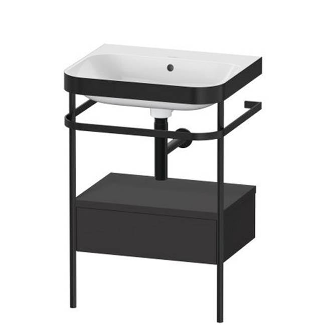 Duravit - Happy D.2 Plus C-Bonded Vanity Kit with Sink and Metal Console Graphite - Graphite Super Matte