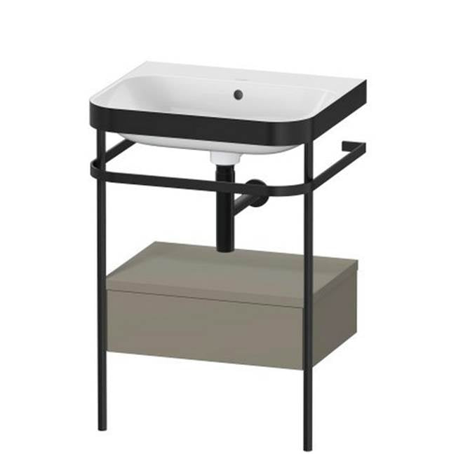 Duravit - Happy D.2 Plus C-Bonded Vanity Kit with Sink and Metal Console Stone Gray - Stone Gray Satin Matte