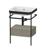 Duravit - Happy D.2 Plus C-Bonded Vanity Kit with Sink and Metal Console Stone Gray - Stone Gray Satin Matte