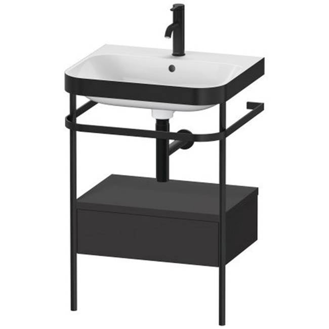 Duravit - Happy D.2 Plus C-Bonded Vanity Kit with Sink and Metal Console Graphite - Graphite Super Matte
