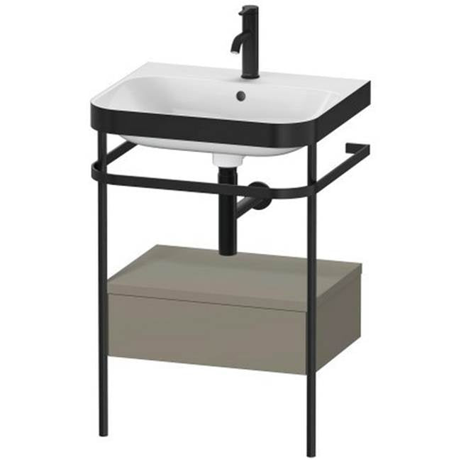 Duravit - Happy D.2 Plus C-Bonded Vanity Kit with Sink and Metal Console Stone Gray - Stone Gray Satin Matte