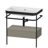 Duravit - Happy D.2 Plus C-Bonded Vanity Kit with Sink and Metal Console Stone Gray - Stone Gray Satin Matte