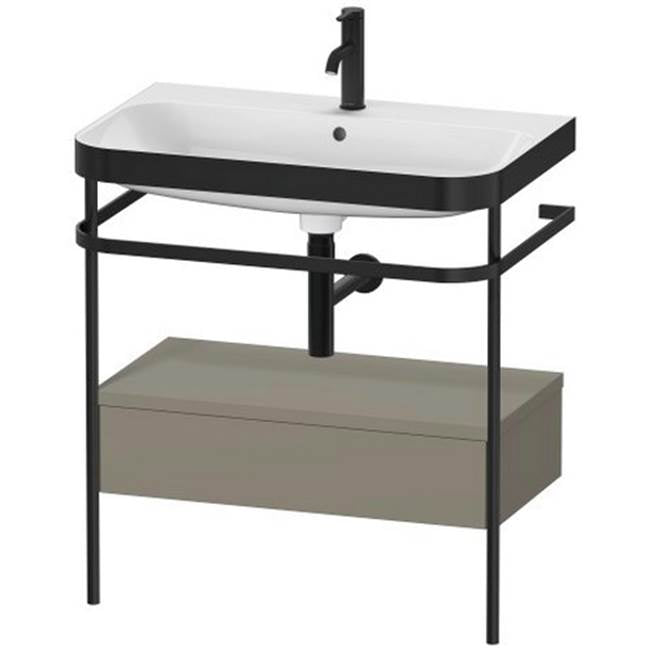 Duravit - Happy D.2 Plus C-Bonded Vanity Kit with Sink and Metal Console Stone Gray - Stone Gray Satin Matte