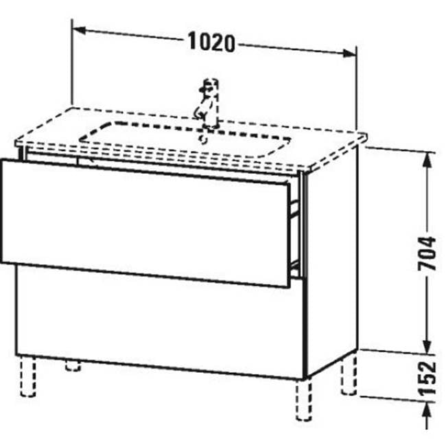 L-Cube Two Drawer Floorstanding Vanity Unit White