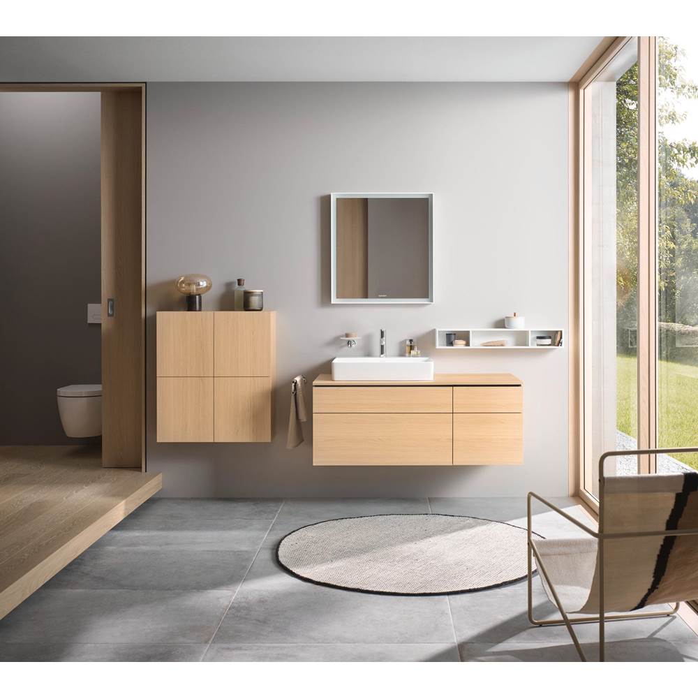 L-Cube Mirror with Lighting White Aluminum