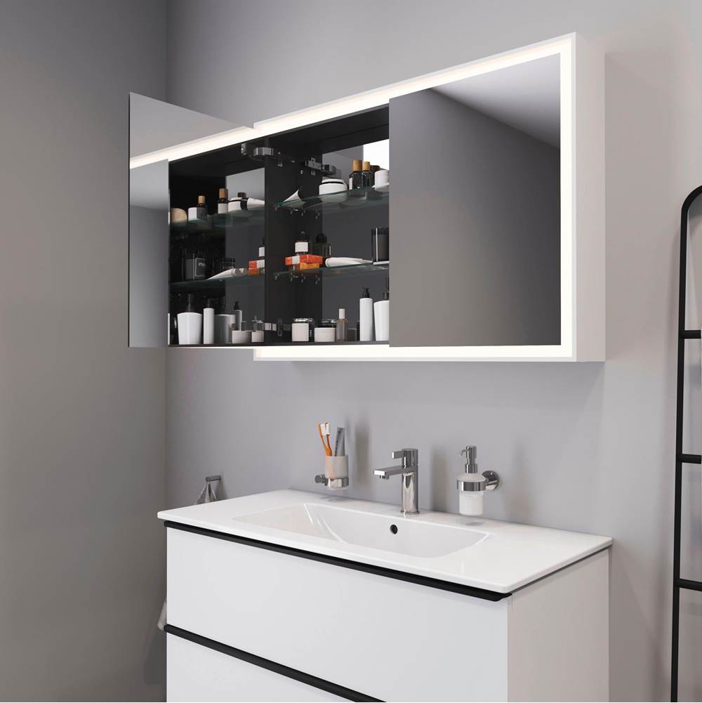 L-Cube Mirror Cabinet with Lighting White