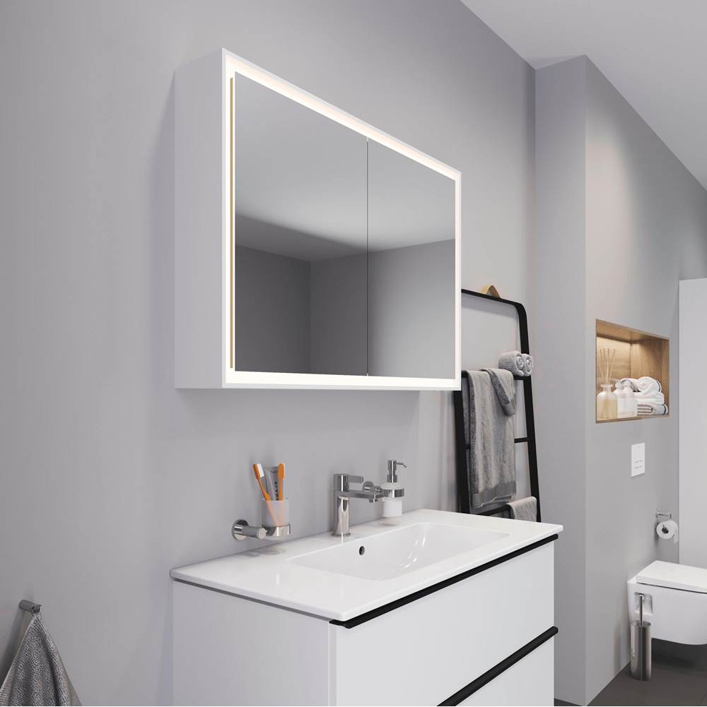 L-Cube Mirror Cabinet with Lighting White